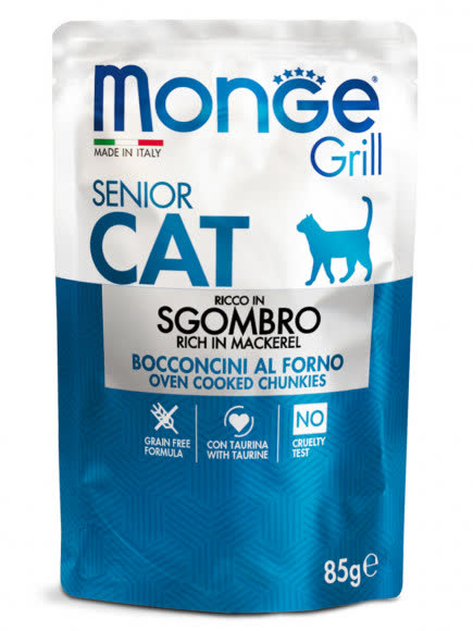 Monge Cat Grill Pouch паучи для пожилых кошек эквадорская макрель 85г
