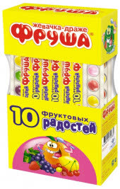 Жвательная Резинка Фруша 20г. 1х8тх24 10 Фруктовых радостей (FR-6) Жвательная Резинка Фруша 20г. 1х8тх24 10 Фруктовых радостей (FR-6)
