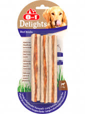8in1 DELIGHTS Beef палочки с говядиной для мелких и средних собак 13 см 3 шт