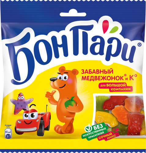 Конфеты Бон Пари жевательные фигурные медведи 75 гр (упаковка 15 шт ...