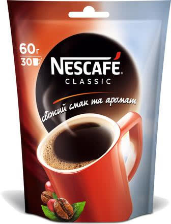 Кофе растворимый Нескафе Классик 60 гр (упаковка 12 шт)