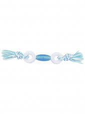 CanineClean игрушка для собак Регби и 2 кольца нейлон/синтетическая резина 39 см с ароматом мяты, голубой