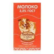 Молоко Любаня из Кубани 3,2% 1л (упаковка 12 шт) Молоко Любаня из Кубани 3,2% 1л (упаковка 12 шт)