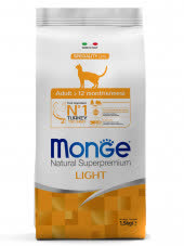 Monge Cat Speciality Light низкокалорийный корм для кошек с индейкой 1,5 кг