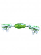 CanineClean игрушка для собак Регби синтетическая резина с канатом 25 см с ароматом мяты, зеленый