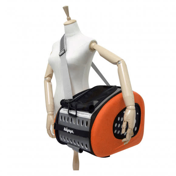 Ibiyaya складная сумка-тележка 3 в 1 для собак до 8 кг (сумка, рюкзак, тележка) оранжевая