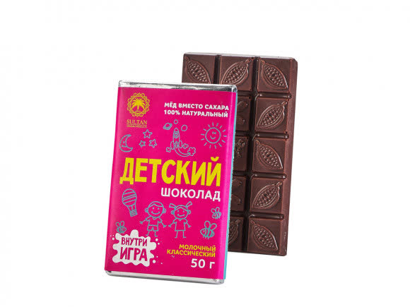 Детский молочный шоколад на Меду классический 50 гр (упаковка 10 шт)