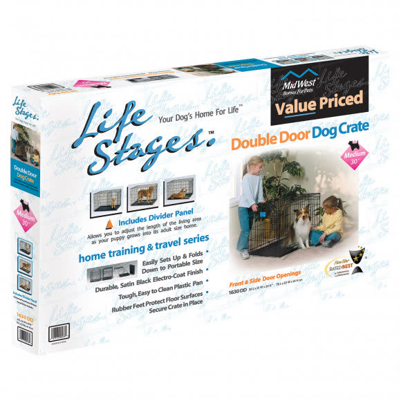 Клетка MidWest Life Stages для собак 76х53х61h см, 2 двери, черная