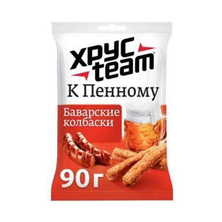 Сухарики Хрустим Баварские колбаски 90 гр (упаковка 24 шт)