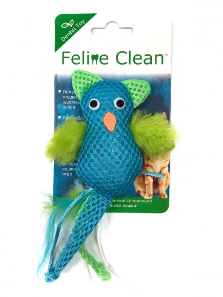 Feline Clean игрушка для кошек Dental Сова, хвост с перьями