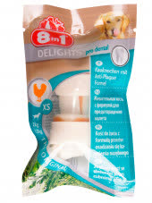 8in1 DENTAL DELIGHTS XS косточка с куриным мясом для мелких собак с минералами