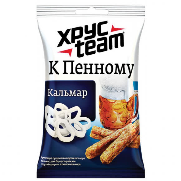Сухарики Хрустим кальмар 90 гр (упаковка 24 шт)