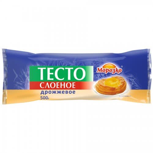 Тесто Морозко слоеное дрожжевое 500 гр (упаковка 12 шт)