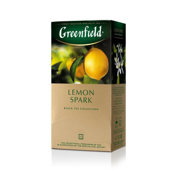 Чай Гринфилд Lemon Spark 25 пак. (упаковка 10 шт), черный