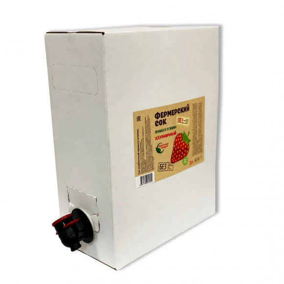 Сок клубничный прямого отжима без сахара.  3 литра, bag in box