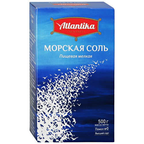 Соль Морская Мелкая КАРТОН 9 х 500г. (АТЛАНТИКА)