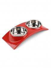 SuperDesign миска двойная на меламиновой подставке "Элеганс" 2х160 мл красная SuperDesign миска двойная на меламиновой подставке "Элеганс" 2х160 мл красная