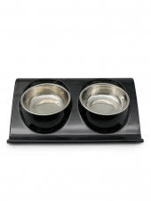 SuperDesign миска двойная на меламиновой подставке Z формы 2х160 мл черная SuperDesign миска двойная на меламиновой подставке Z формы 2х160 мл черная