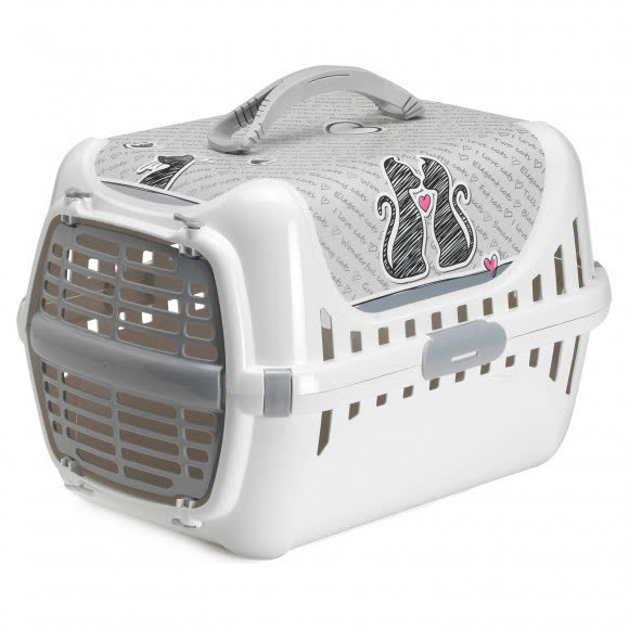 Moderna Cats in Love переноска 49x32x30h см с пластиковой дверцей, серая