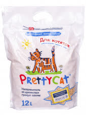 PrettyCat наполнитель древесный для котят "Wood Granules" 12 л