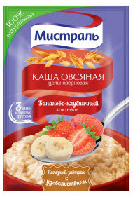Каша овсяная Мистраль бананово-клубничный коктейль 40 гр (упаковка 25 шт)