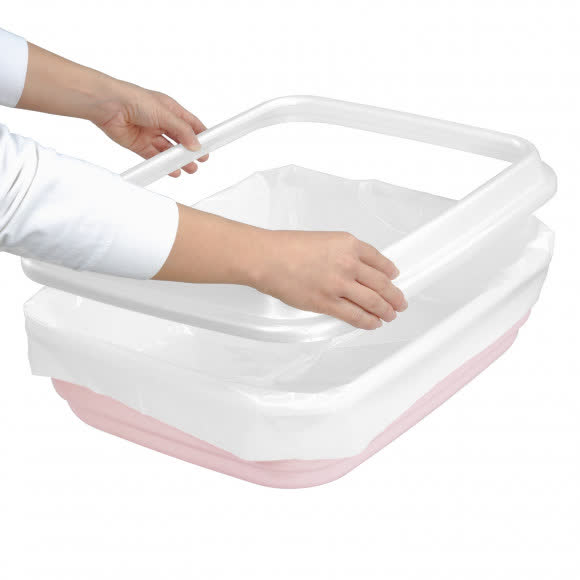 IMAC туалет-лоток для кошек DUO с совочком на подставке 50х40х15h см, нежно-розовый IMAC туалет-лоток для кошек DUO с совочком на подставке 50х40х15h см, нежно-розовый