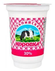 Сметана Альпийская коровка 30% 400гр (упаковка 12 шт)
