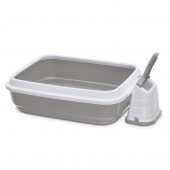 IMAC туалет-лоток для кошек DUO с совочком на подставке 50х40х15h см, серо-бежевый IMAC туалет-лоток для кошек DUO с совочком на подставке 50х40х15h см, серо-бежевый