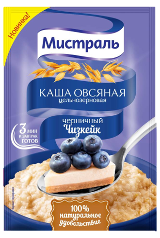Каша овсяная Мистраль черничный чизкейк 40 гр (упаковка 25 шт)