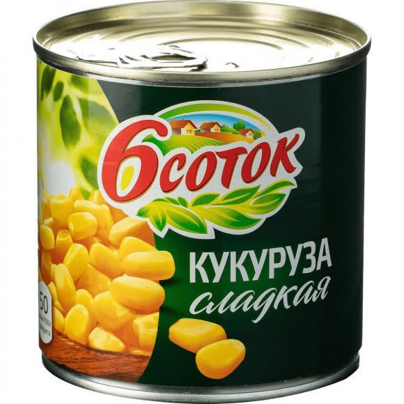 Кукуруза сладкая 6 соток 425 гр (упаковка 12 шт)