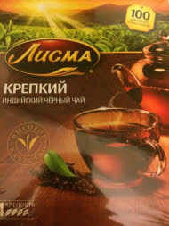 Чай Лисма Крепкий 100 пакетиков 180 гр (упаковка 6 шт)