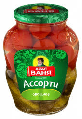 Ассорти помидоры и огурцы Дядя Ваня 680 гр (упаковка 8 шт)