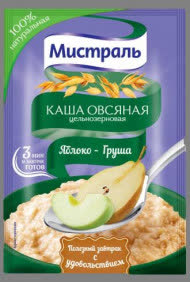 Каша овсяная Мистраль яблоко-груша 40 гр (упаковка 25 шт)