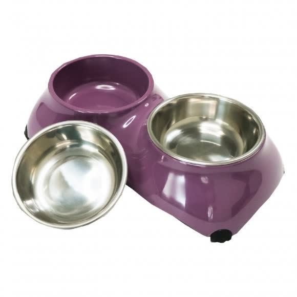 SuperDesign миска на меламиновой подставке Лапки 2х160 мл, розовая, нескользящая SuperDesign миска на меламиновой подставке Лапки 2х160 мл, розовая, нескользящая