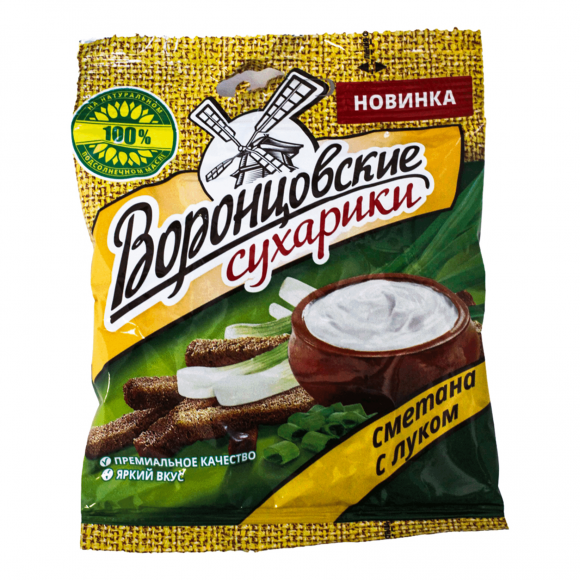 Сухарики "Воронцовские" 40г. 1х28 Сметана и лук НОВИНКА! (П-144 Р-18)