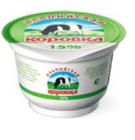 Сметана Альпийская коровка 15% 200гр (упаковка 12 шт)