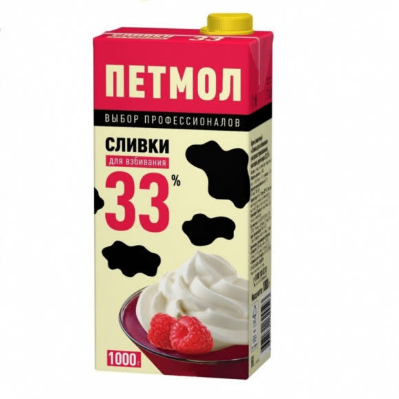 Сливки Петмолл 33% 1л (МЕРКУРИЙ) (упаковка 12 шт)