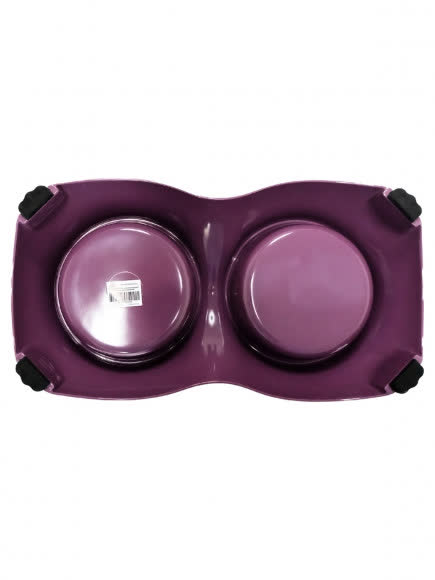 SuperDesign миска на меламиновой подставке Лапки 2х350 мл, розовая, нескользящая