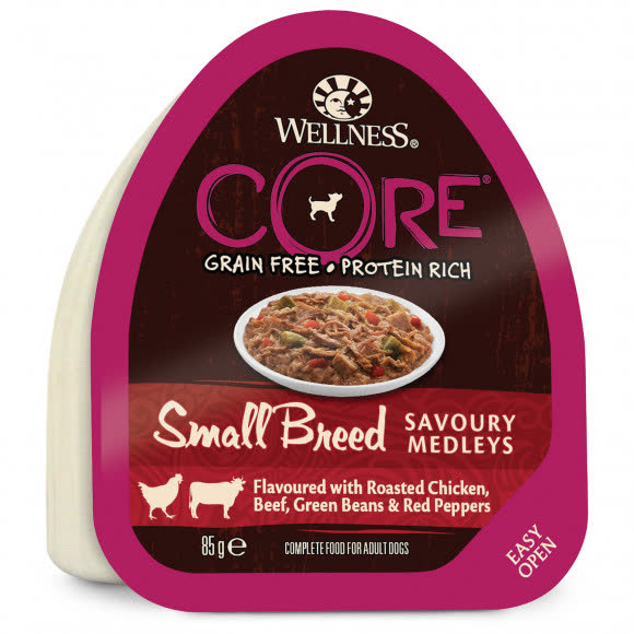 CORE SMALL BREED консервы из курицы с говядиной, зеленой фасолью и красным перцем для собак мелких пород 85 г