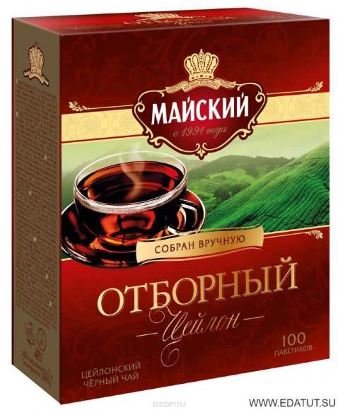 Чай Майский Отборный 100 пакетиков 200 гр (упаковка 6 шт), черный