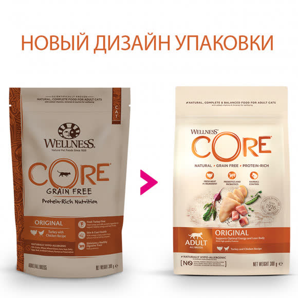 CORE корм из индейки с курицей для взрослых кошек 300 г CORE корм из индейки с курицей для взрослых кошек 300 г