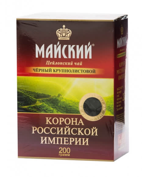 Чай Майский Корона Российской империи Крупнолистовой 200 гр (упаковка 18 шт), черный