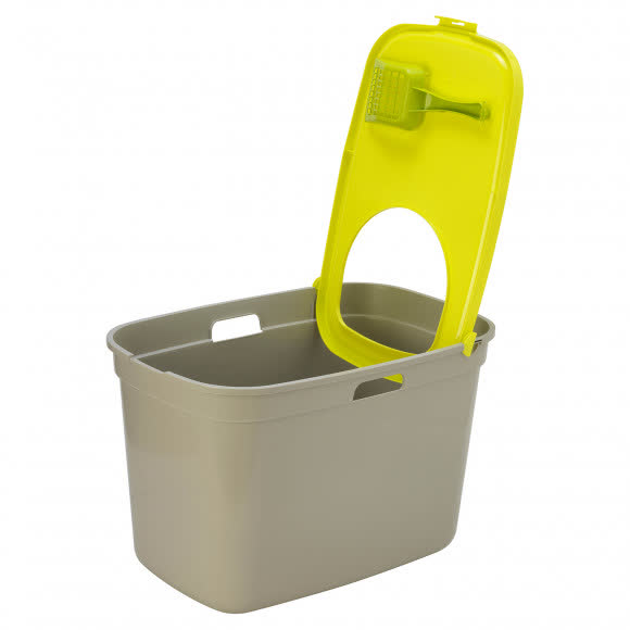 Moderna био-туалет Top Cat 59x39x38h см, вертикальный вход, серо-лимонный Moderna био-туалет Top Cat 59x39x38h см, вертикальный вход, серо-лимонный