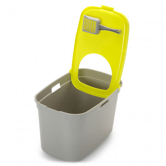 Moderna био-туалет Top Cat 59x39x38h см, вертикальный вход, серо-лимонный Moderna био-туалет Top Cat 59x39x38h см, вертикальный вход, серо-лимонный