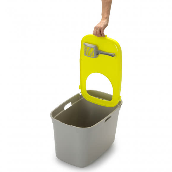 Moderna био-туалет Top Cat 59x39x38h см, вертикальный вход, серо-лимонный Moderna био-туалет Top Cat 59x39x38h см, вертикальный вход, серо-лимонный