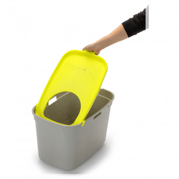 Moderna био-туалет Top Cat 59x39x38h см, вертикальный вход, серо-лимонный Moderna био-туалет Top Cat 59x39x38h см, вертикальный вход, серо-лимонный