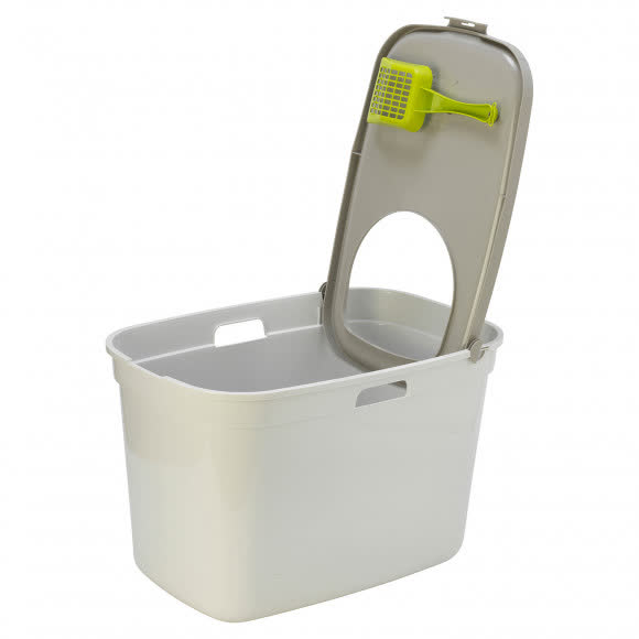 Moderna био-туалет Top Cat 59x39x38h см, вертикальный вход, серо-лимонный Moderna био-туалет Top Cat 59x39x38h см, вертикальный вход, серо-лимонный