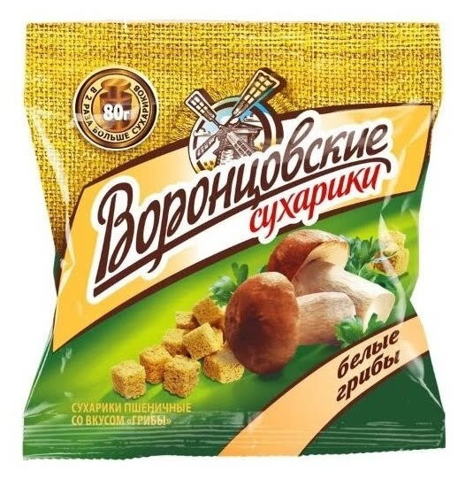 Сухарики "Воронцовские" 80г. 1х22 Белые Грибы (П-112 Р-14)