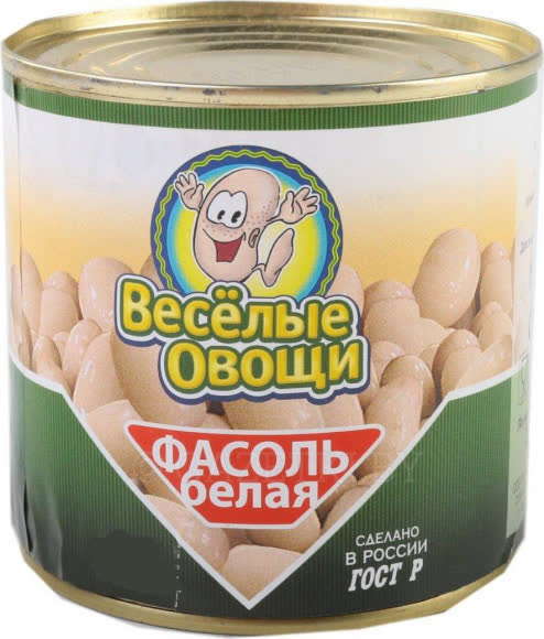 Фасоль белая в собственном соку Веселые Овощи 420 гр (упаковка 24 шт)