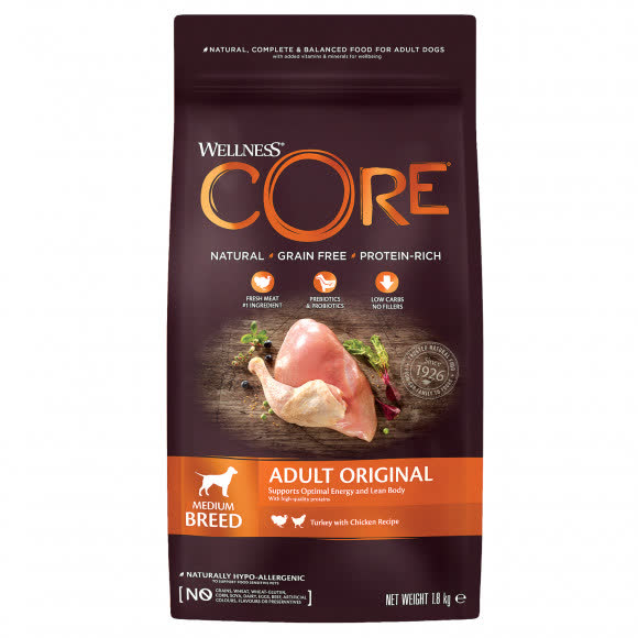 CORE Корм из индейки с курицей для взрослых собак средних пород 1,8 кг